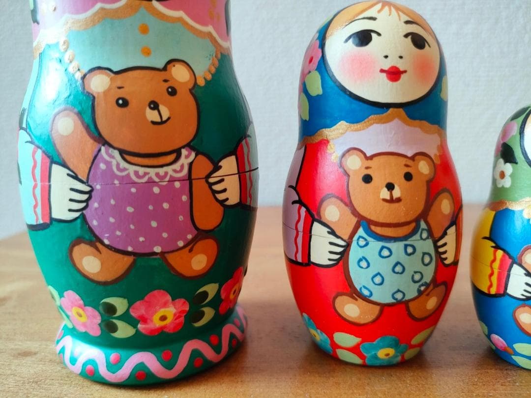 【LYH010】 北欧ロシア雑貨、マトリョーシカ【くまのぬいぐるみ】