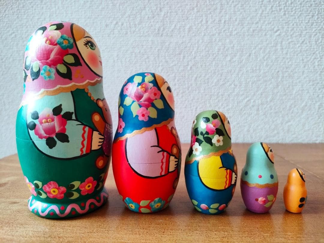 【LYH010】 北欧ロシア雑貨、マトリョーシカ【くまのぬいぐるみ】