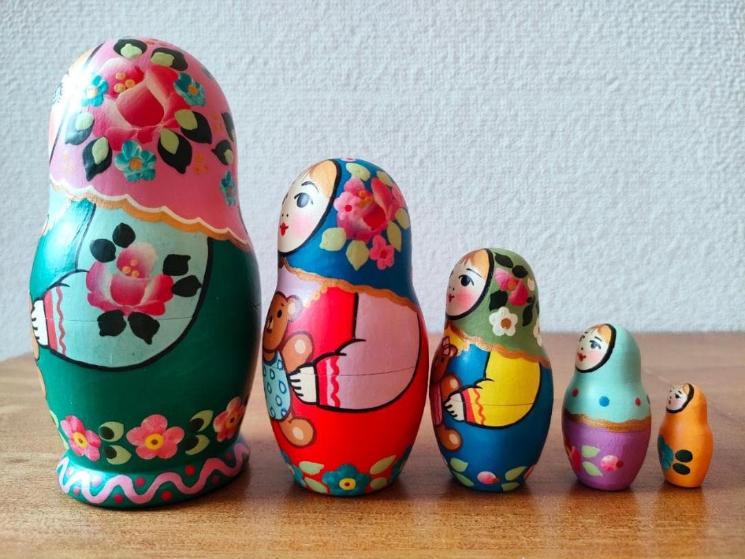 【LYH010】 北欧ロシア雑貨、マトリョーシカ【くまのぬいぐるみ】