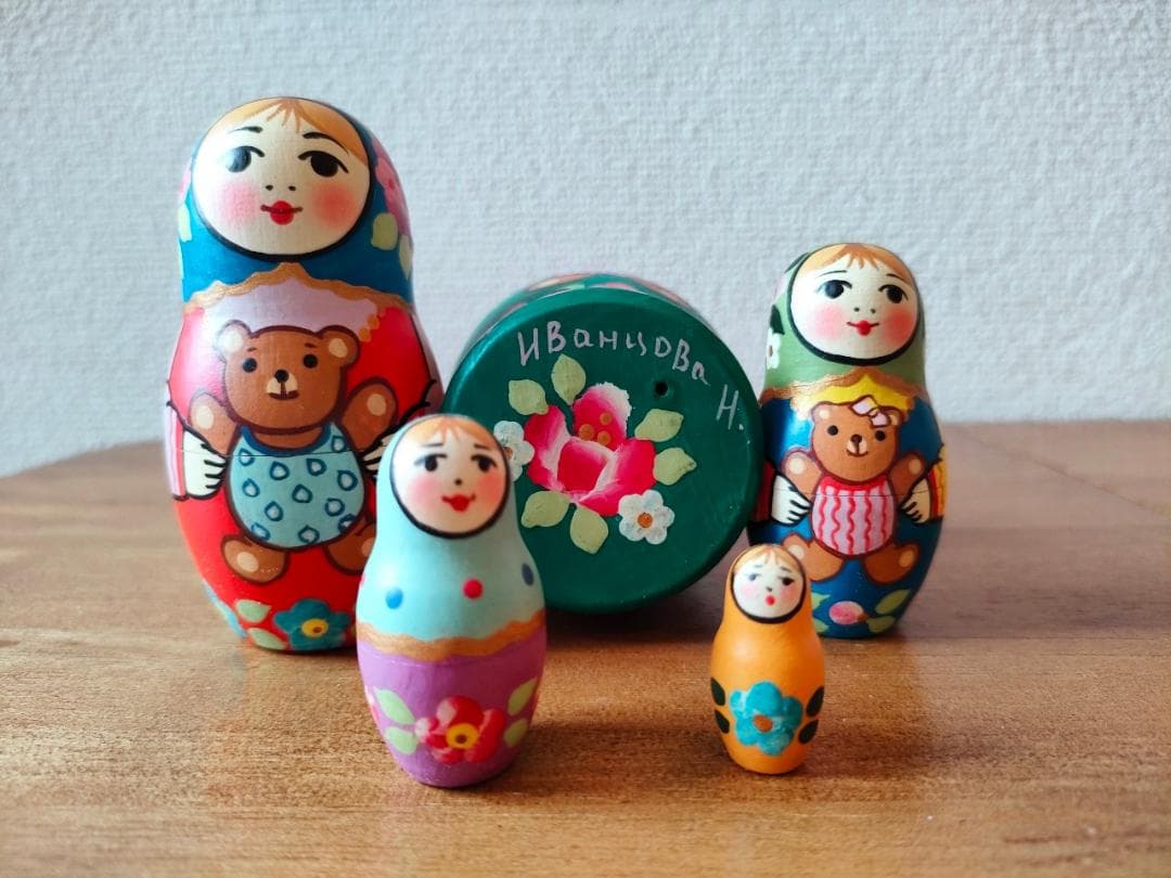 【LYH010】 北欧ロシア雑貨、マトリョーシカ【くまのぬいぐるみ】