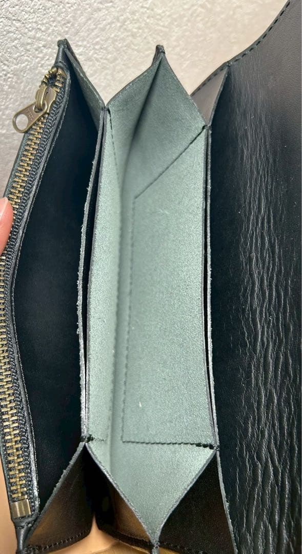 トラッカーウォレット　ミドル　ロング　3層　コンパクト財布　本革　牛革