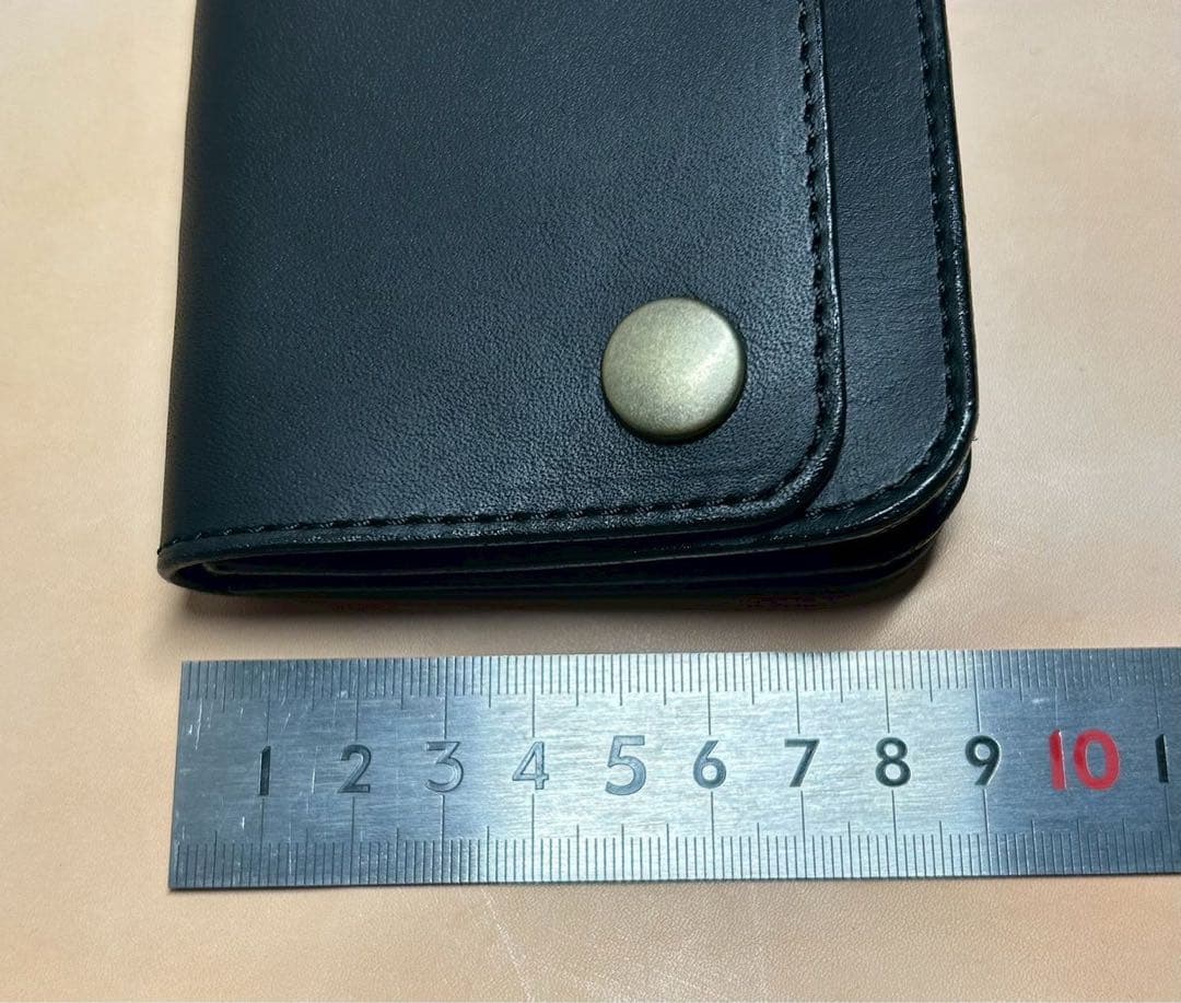 トラッカーウォレット　ミドル　ロング　3層　コンパクト財布　本革　牛革