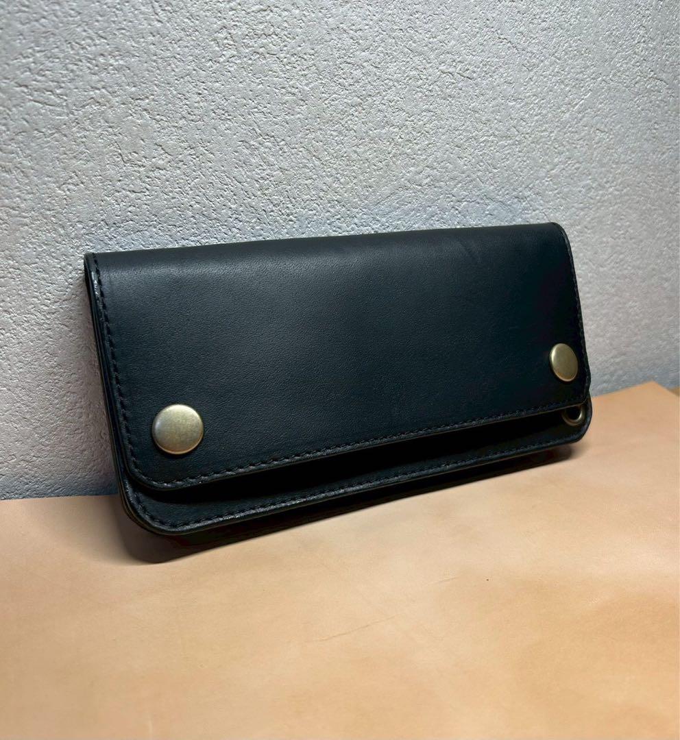 トラッカーウォレット　ミドル　ロング　3層　コンパクト財布　本革　牛革