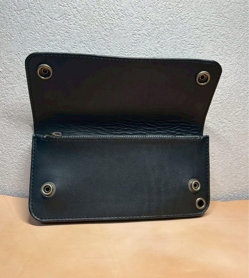 トラッカーウォレット　ミドル　ロング　3層　コンパクト財布　本革　牛革