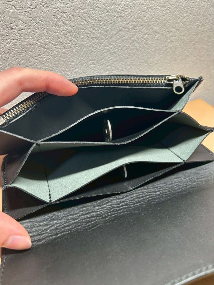 トラッカーウォレット　ミドル　ロング　3層　コンパクト財布　本革　牛革