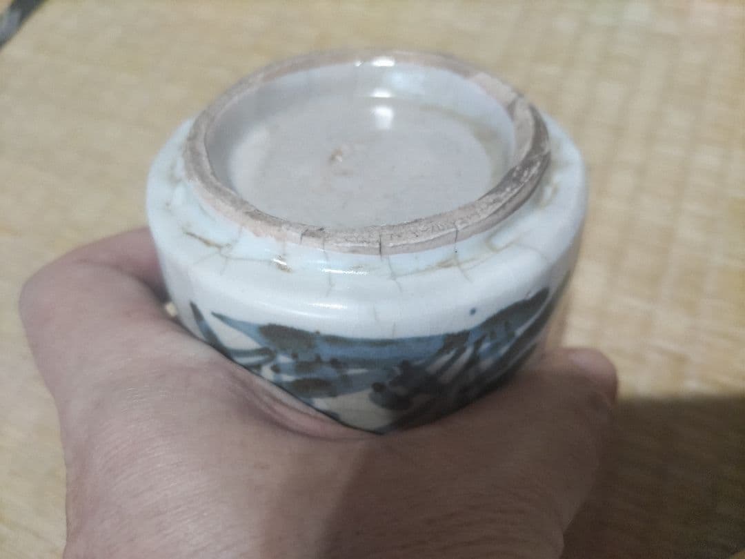 染付　蘭文　小徳利（高11.3cm）220cc　生掛け釉　酒器　無傷