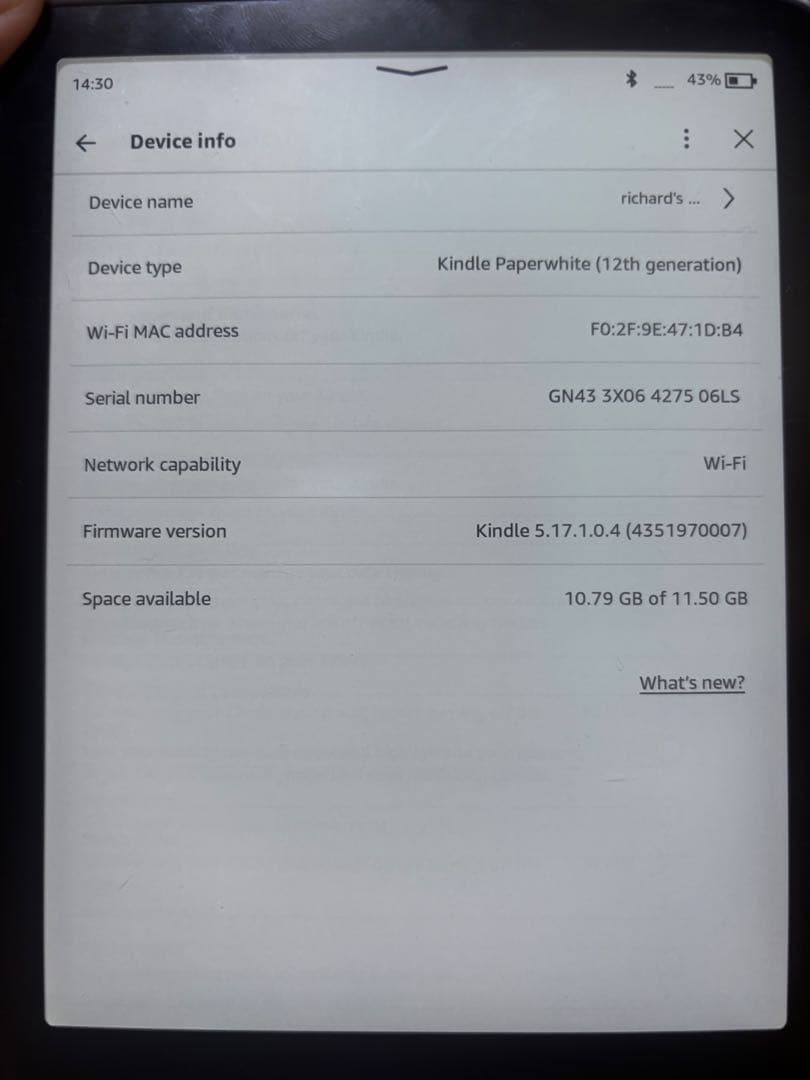 Amazon Kindle 電子書籍リーダー本体　12世代