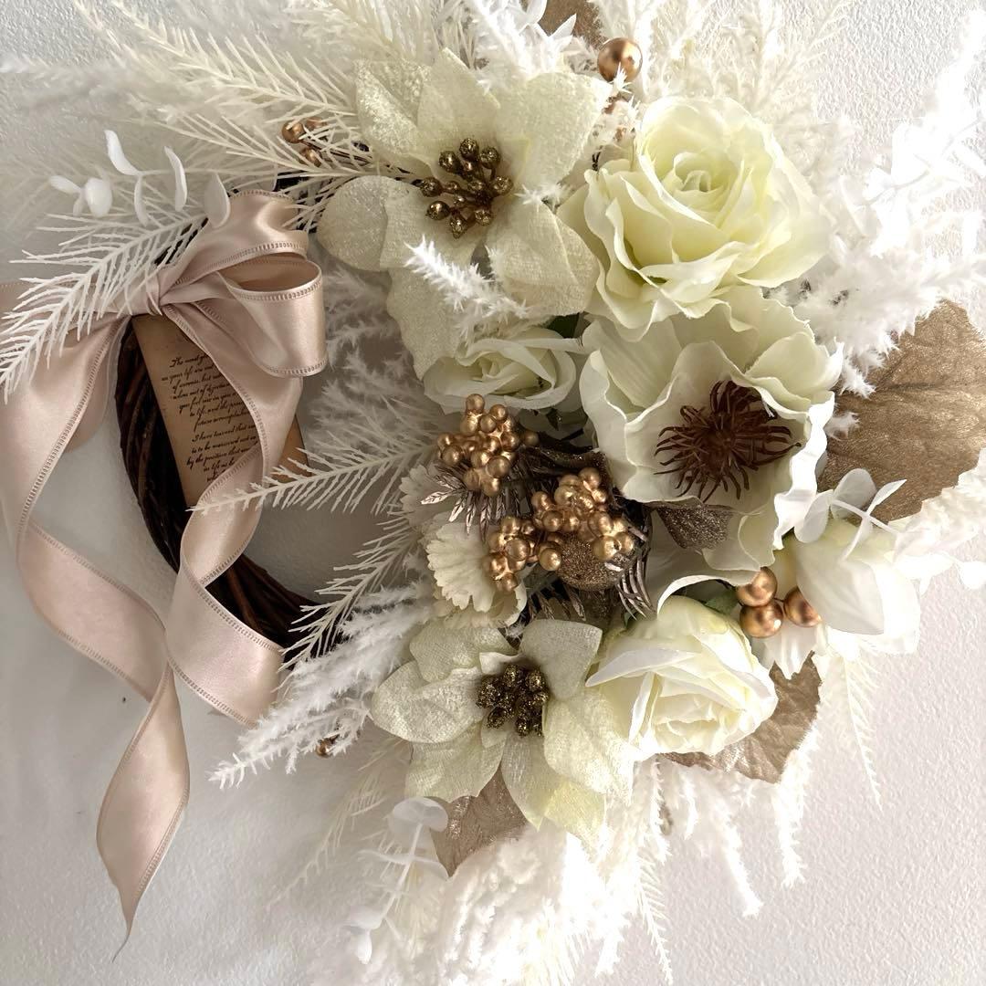 ＊ゆいもね　フラワーリース＊　大きめ　玄関リース　クリスマスリース