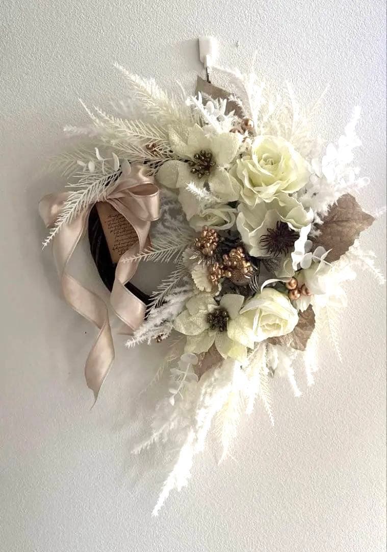 ＊ゆいもね　フラワーリース＊　大きめ　玄関リース　クリスマスリース