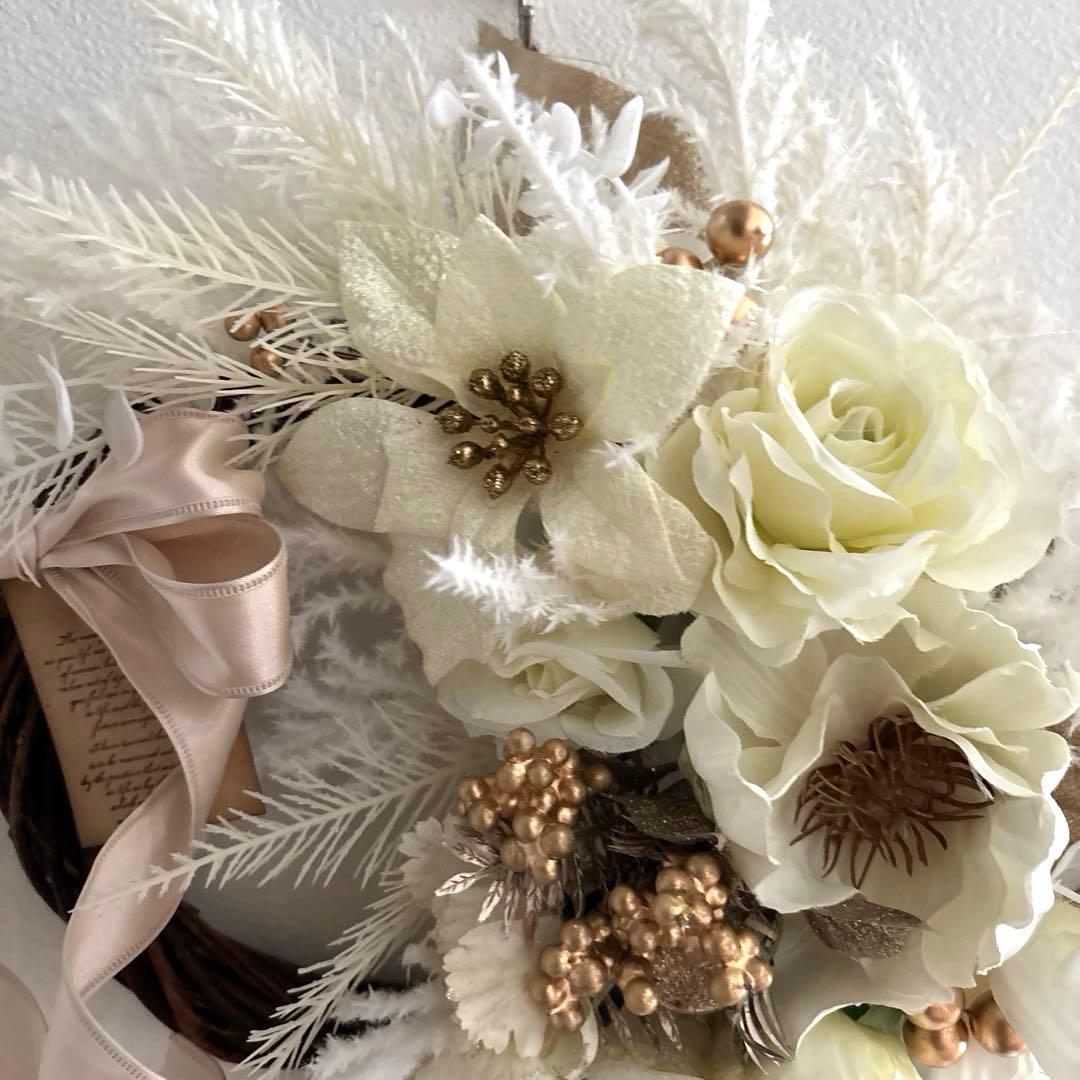 ＊ゆいもね　フラワーリース＊　大きめ　玄関リース　クリスマスリース