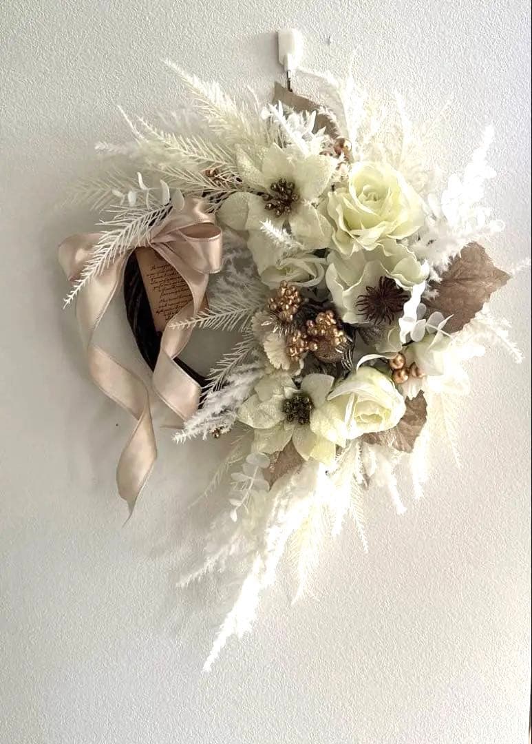 ＊ゆいもね　フラワーリース＊　大きめ　玄関リース　クリスマスリース