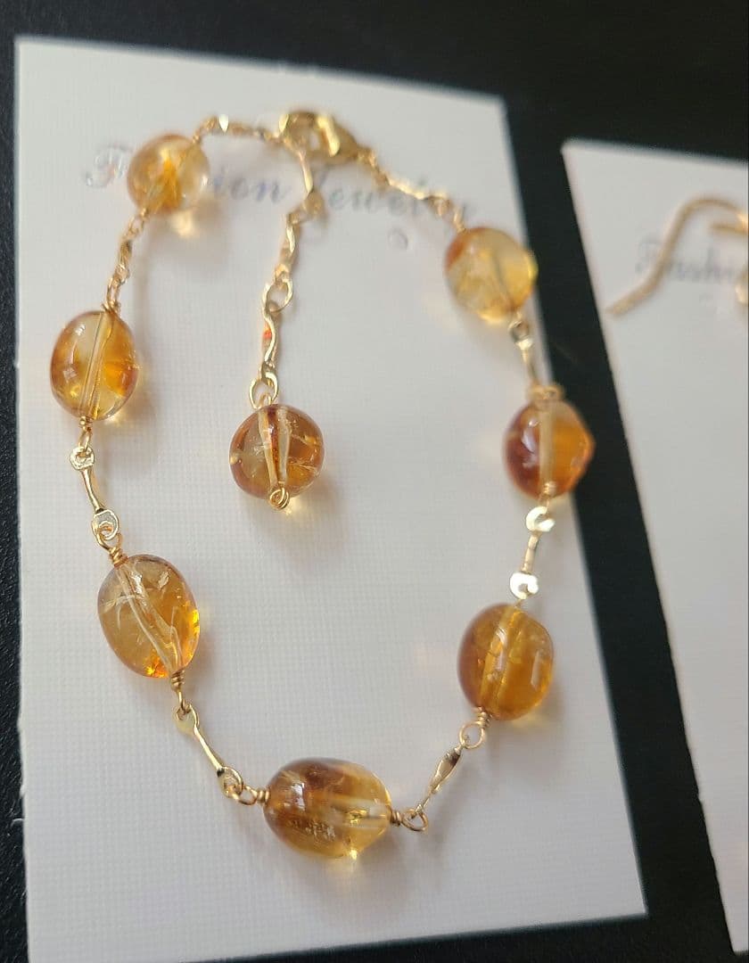 【※1007】ブレスレット＆ピアス シトリン※特別価格※