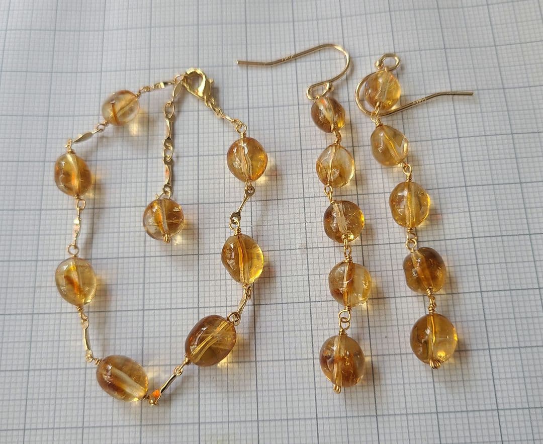 【※1007】ブレスレット＆ピアス シトリン※特別価格※