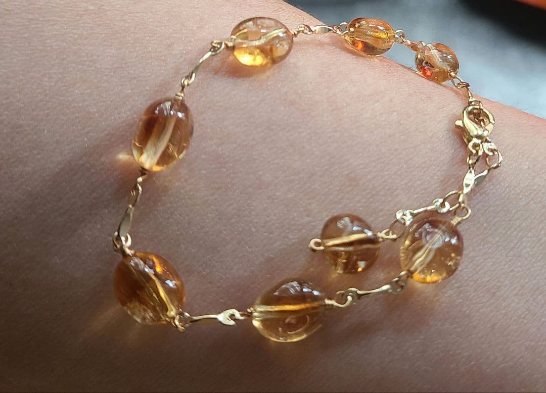 【※1007】ブレスレット＆ピアス シトリン※特別価格※