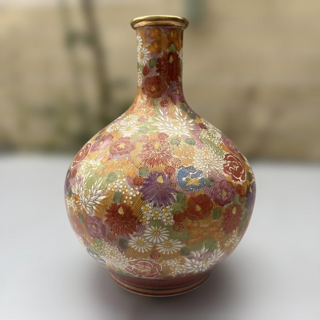 V*a様 九谷焼 飾り壺 九谷章山 百花繚乱 金彩