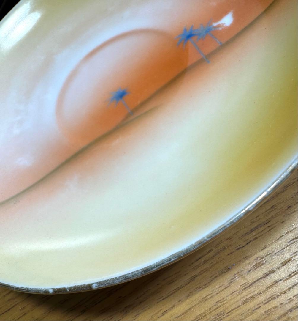 オールドノリタケ美品！金彩砂漠風景画 トリオセット　カップ＆ソーサー　プレー卜