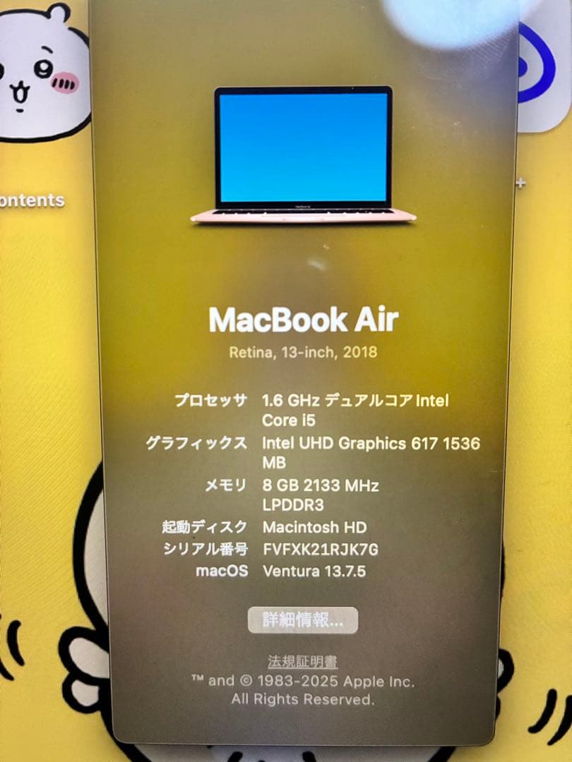MacBook Air 13インチ 2018 8GB 128GB ゴールド
