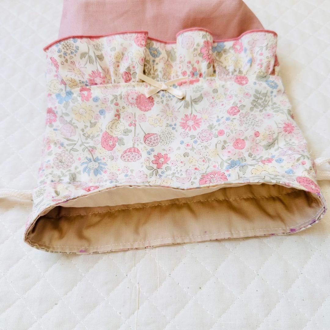 y..✿ฺ ハンドメイド　ヌビ　レッスンバッグ　ハート　ピンク　女の子