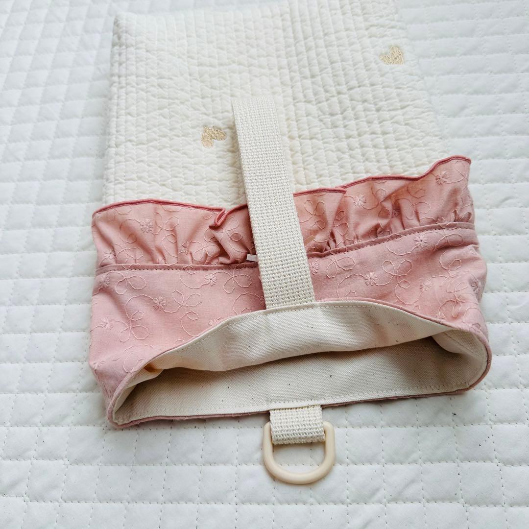 y..✿ฺ ハンドメイド　ヌビ　レッスンバッグ　ハート　ピンク　女の子