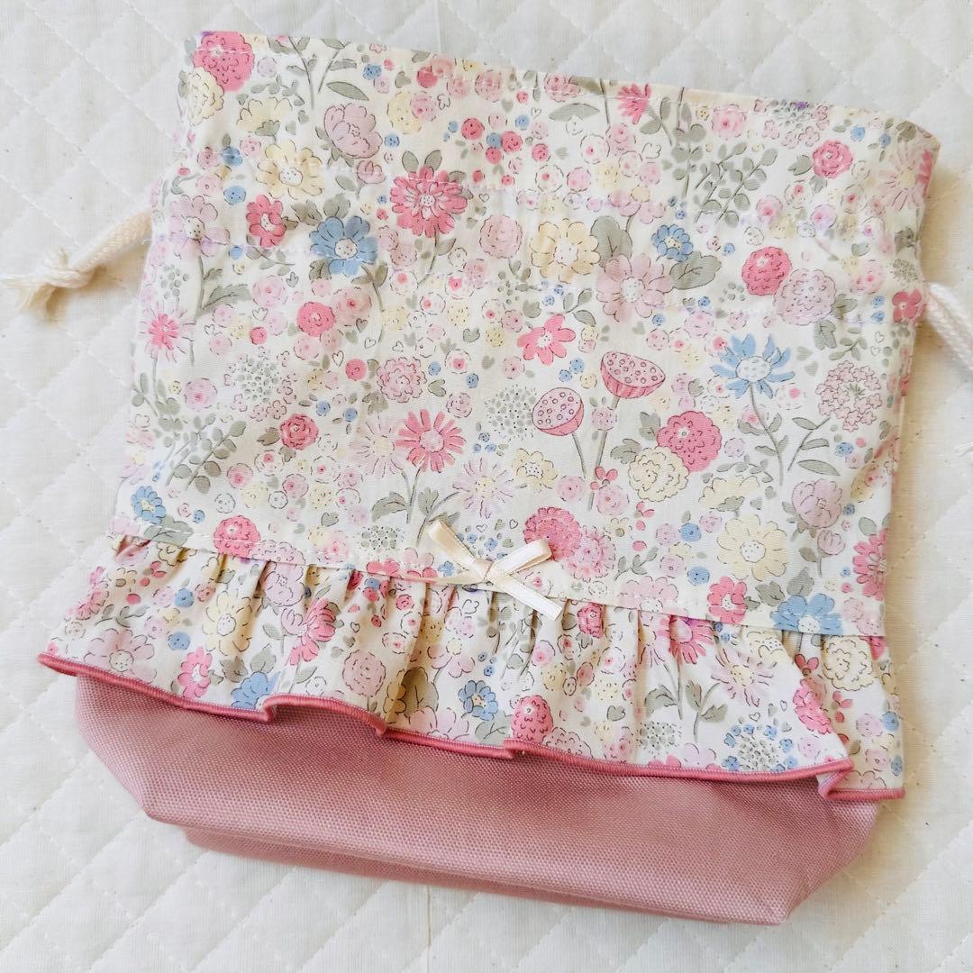 y..✿ฺ ハンドメイド　ヌビ　レッスンバッグ　ハート　ピンク　女の子