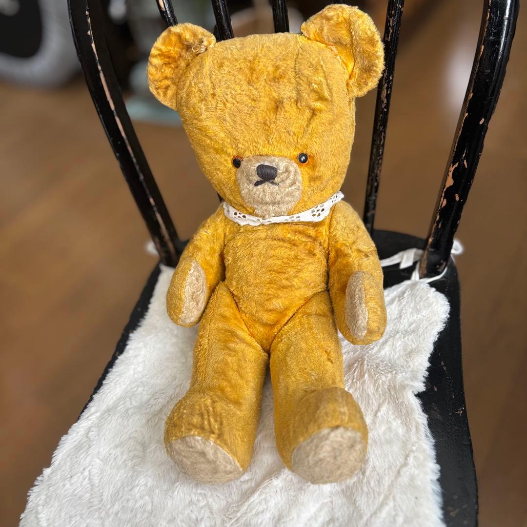 アンティークテディベア アンティークベア　黄色　ぬいぐるみ