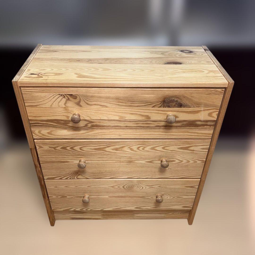 IKEA ラスト　木製 3段チェスト　天然木　廃盤品