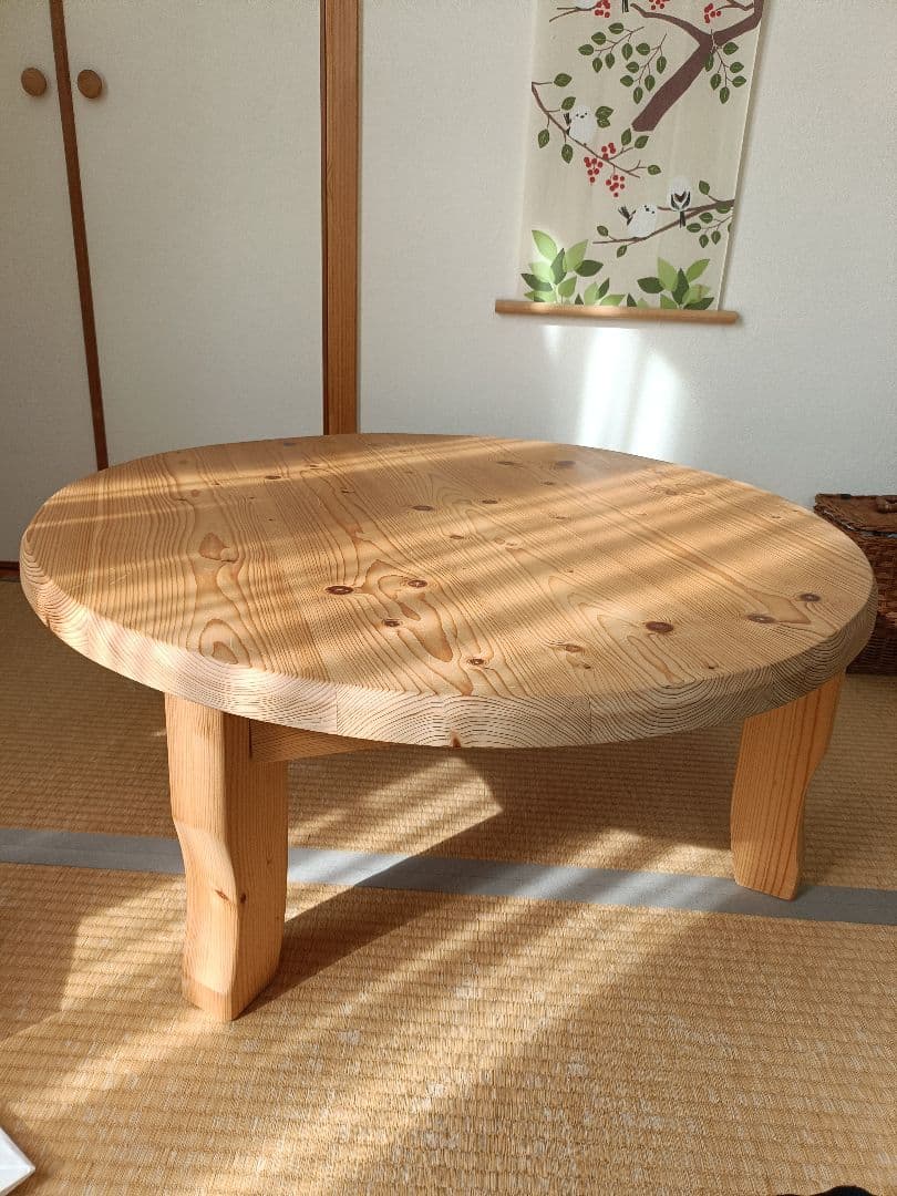 あんこ様　円形木製座卓 直径約90cm