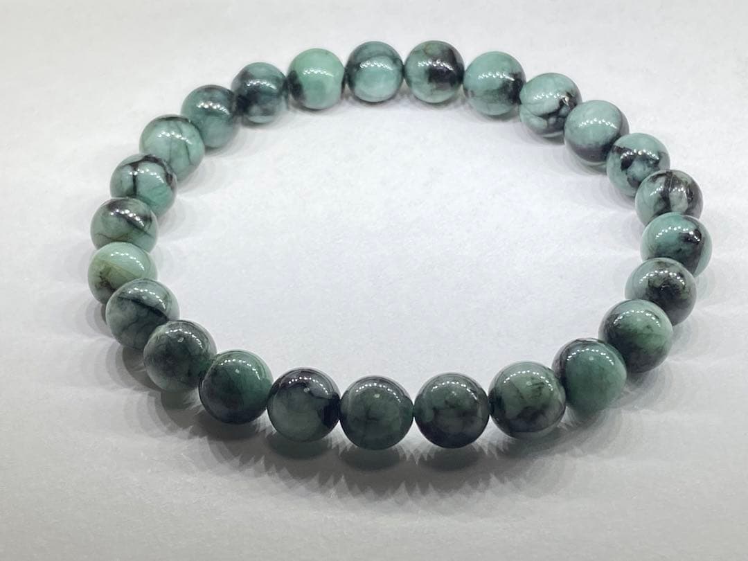 エメラルド*7.5mm*天然石ブレス