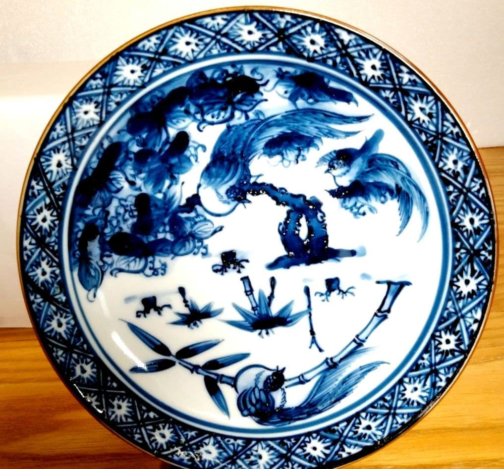 ☆ 加藤利昌 清水焼 染付花鳥皿