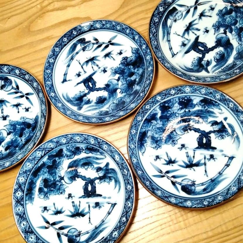 ☆ 加藤利昌 清水焼 染付花鳥皿