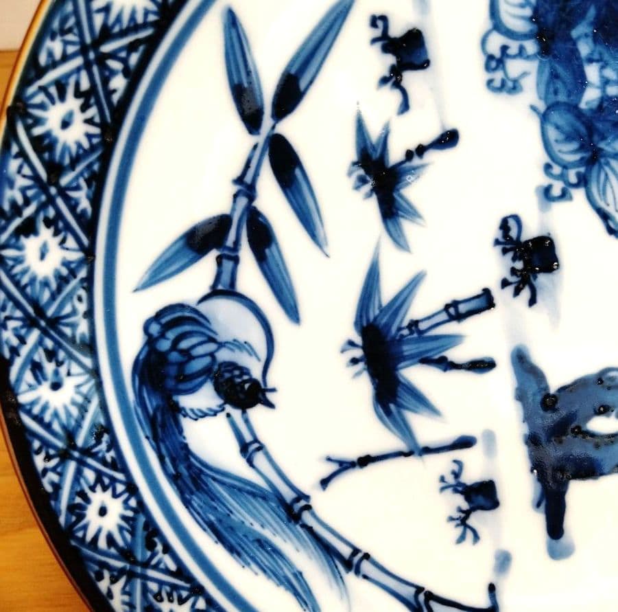 ☆ 加藤利昌 清水焼 染付花鳥皿