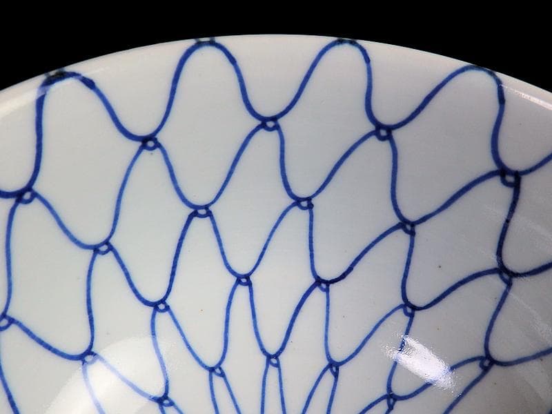 古伊万里　染付　網目紋様の図　盃洗　D471AS-AZq
