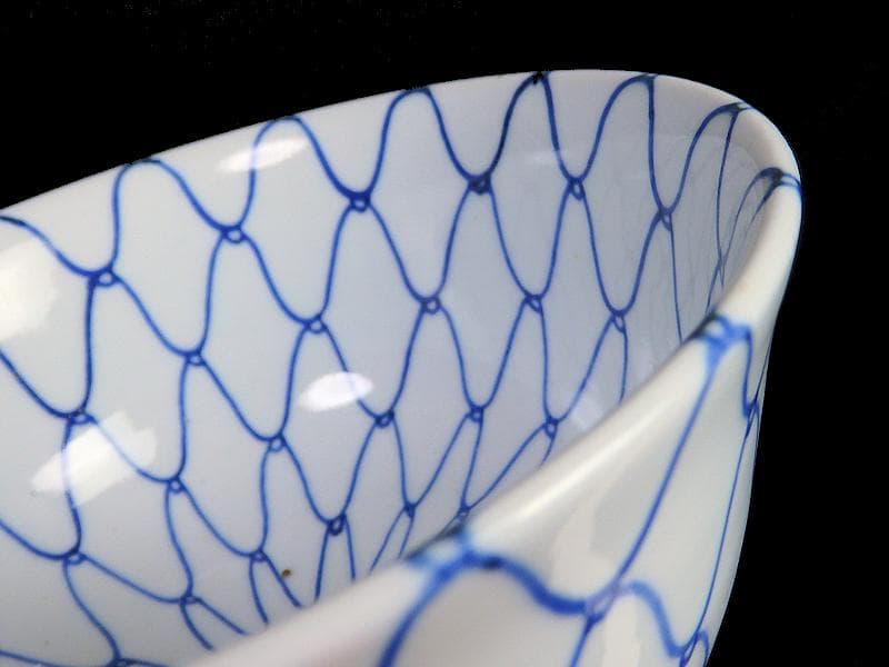 古伊万里　染付　網目紋様の図　盃洗　D471AS-AZq
