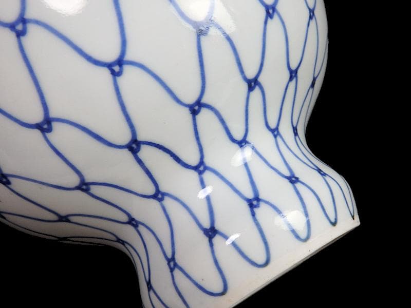 古伊万里　染付　網目紋様の図　盃洗　D471AS-AZq