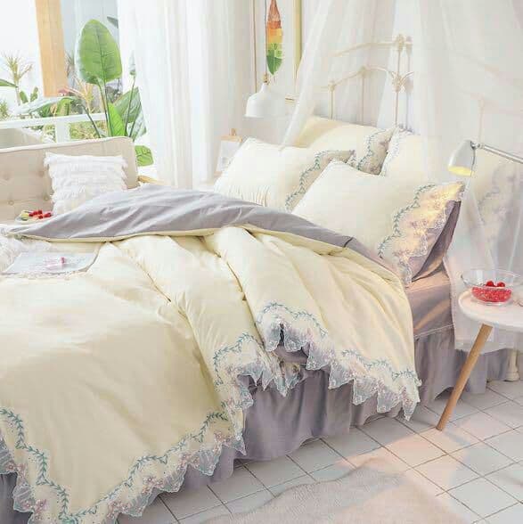 布団カバー シングル 刺繍 ベッドスカート 枕カバー