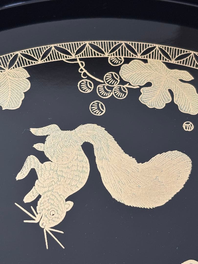 【未使用】丸盆 十寸 葡萄栗鼠粟鶉沈金太鼓樽 サントリー美術館　3枚