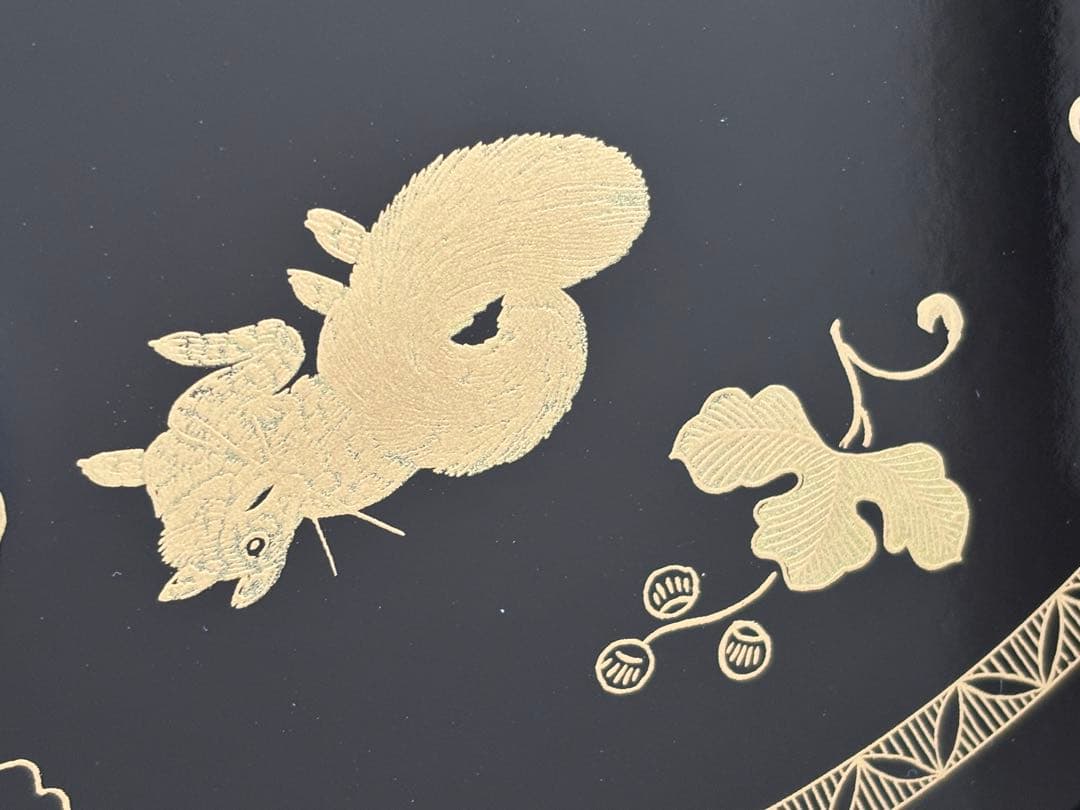 【未使用】丸盆 十寸 葡萄栗鼠粟鶉沈金太鼓樽 サントリー美術館　3枚