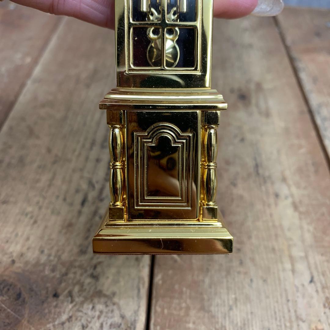 E-4 【希少・美品】Rhythm/リズム時計 ミニチュア 柱時計型 置時計 ゴ