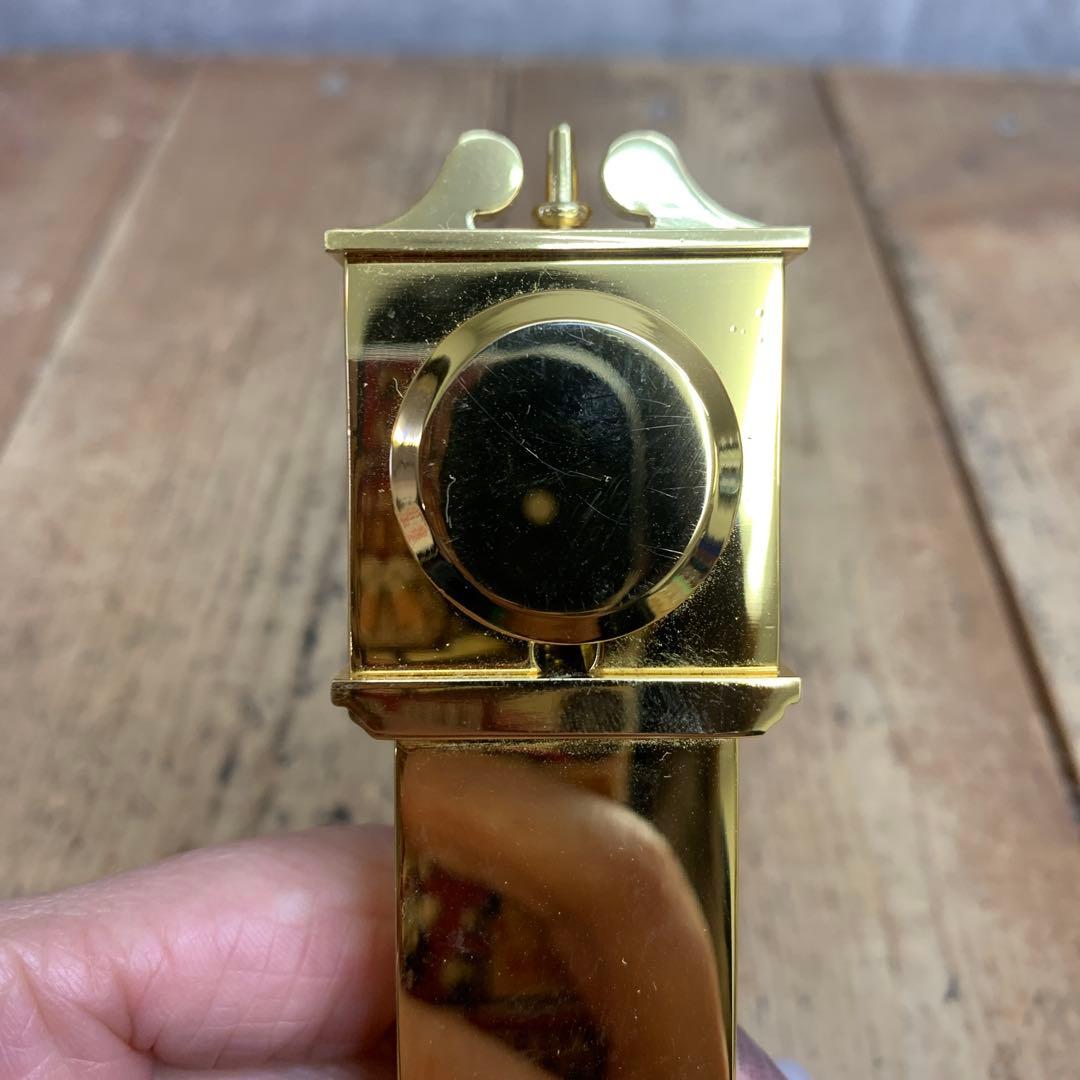 E-4 【希少・美品】Rhythm/リズム時計 ミニチュア 柱時計型 置時計 ゴ