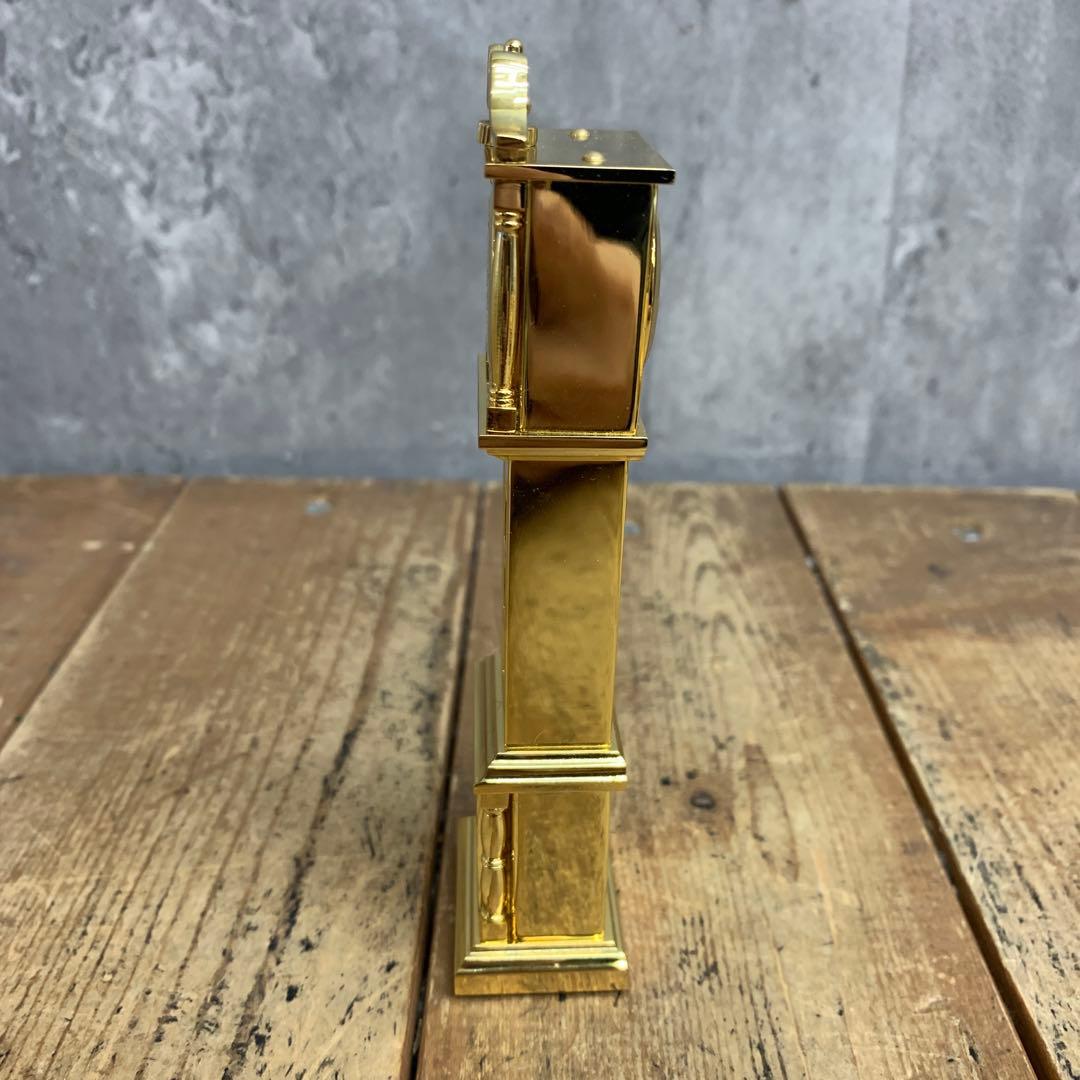 E-4 【希少・美品】Rhythm/リズム時計 ミニチュア 柱時計型 置時計 ゴ