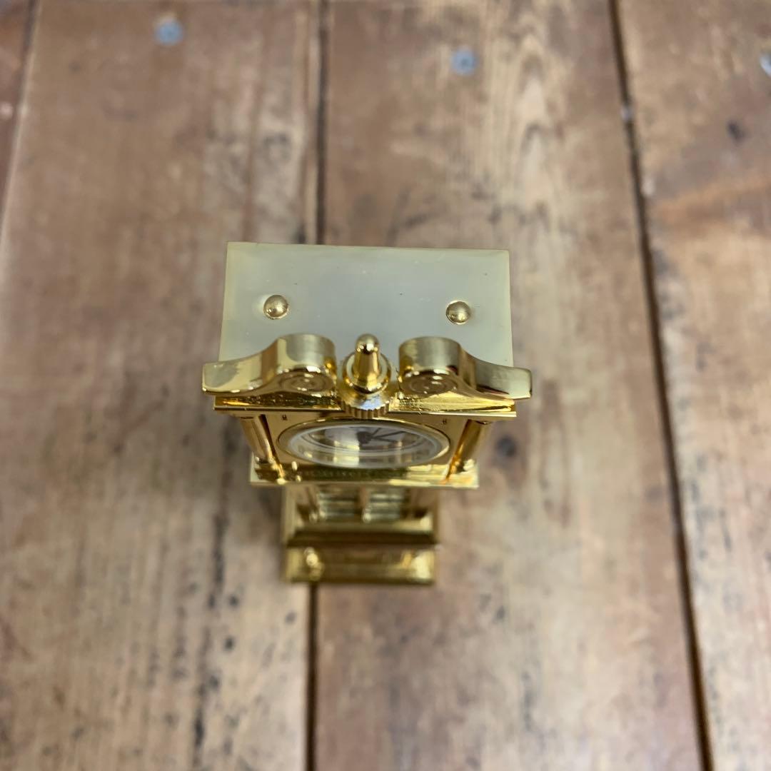 E-4 【希少・美品】Rhythm/リズム時計 ミニチュア 柱時計型 置時計 ゴ