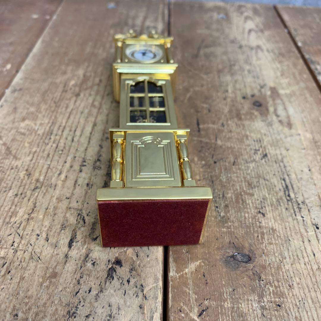 E-4 【希少・美品】Rhythm/リズム時計 ミニチュア 柱時計型 置時計 ゴ