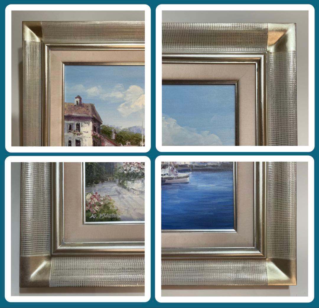 絵画・額縁・油絵・前田光一・ナポリ港・イタリア・F6号・美術品・インテリア・雑貨