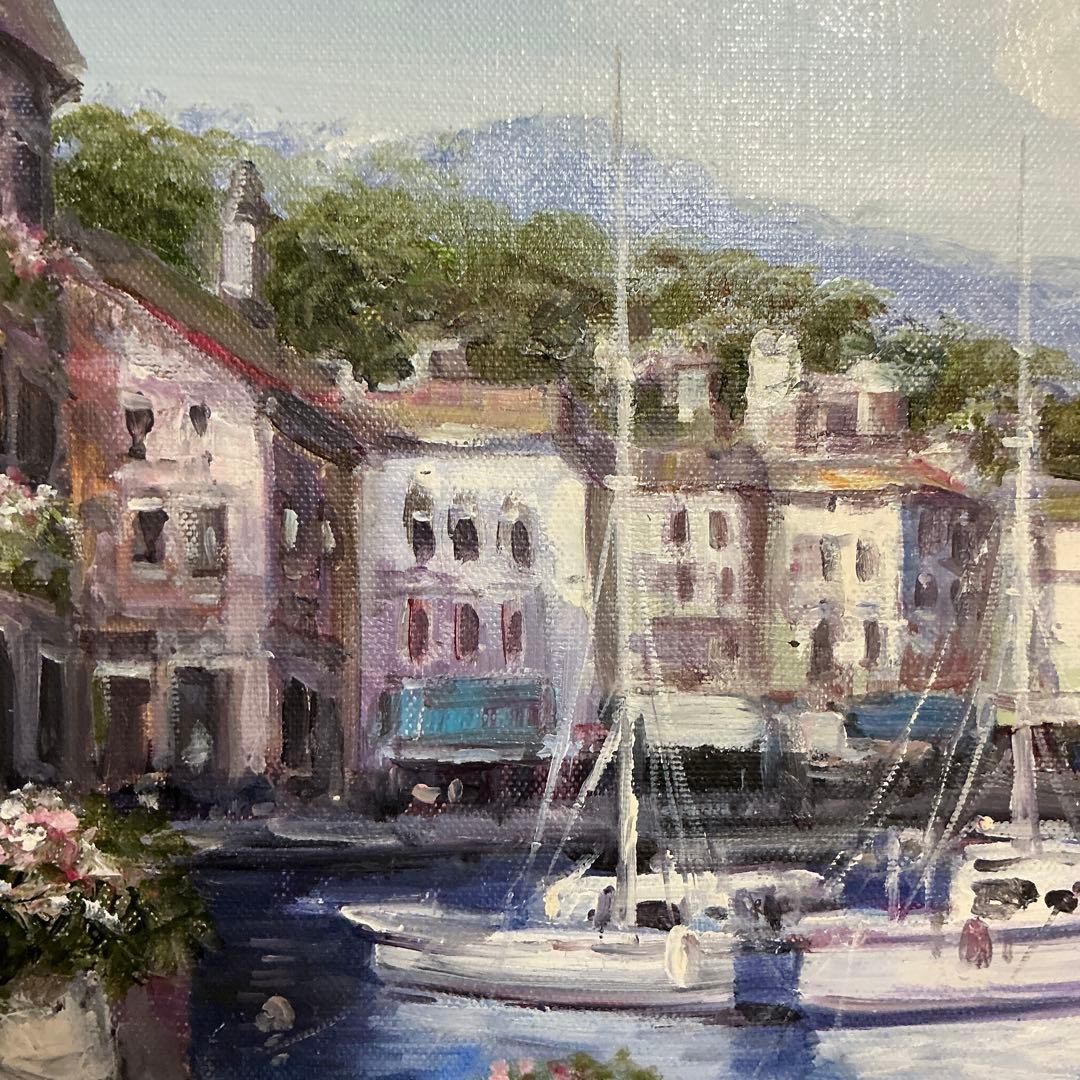 絵画・額縁・油絵・前田光一・ナポリ港・イタリア・F6号・美術品・インテリア・雑貨