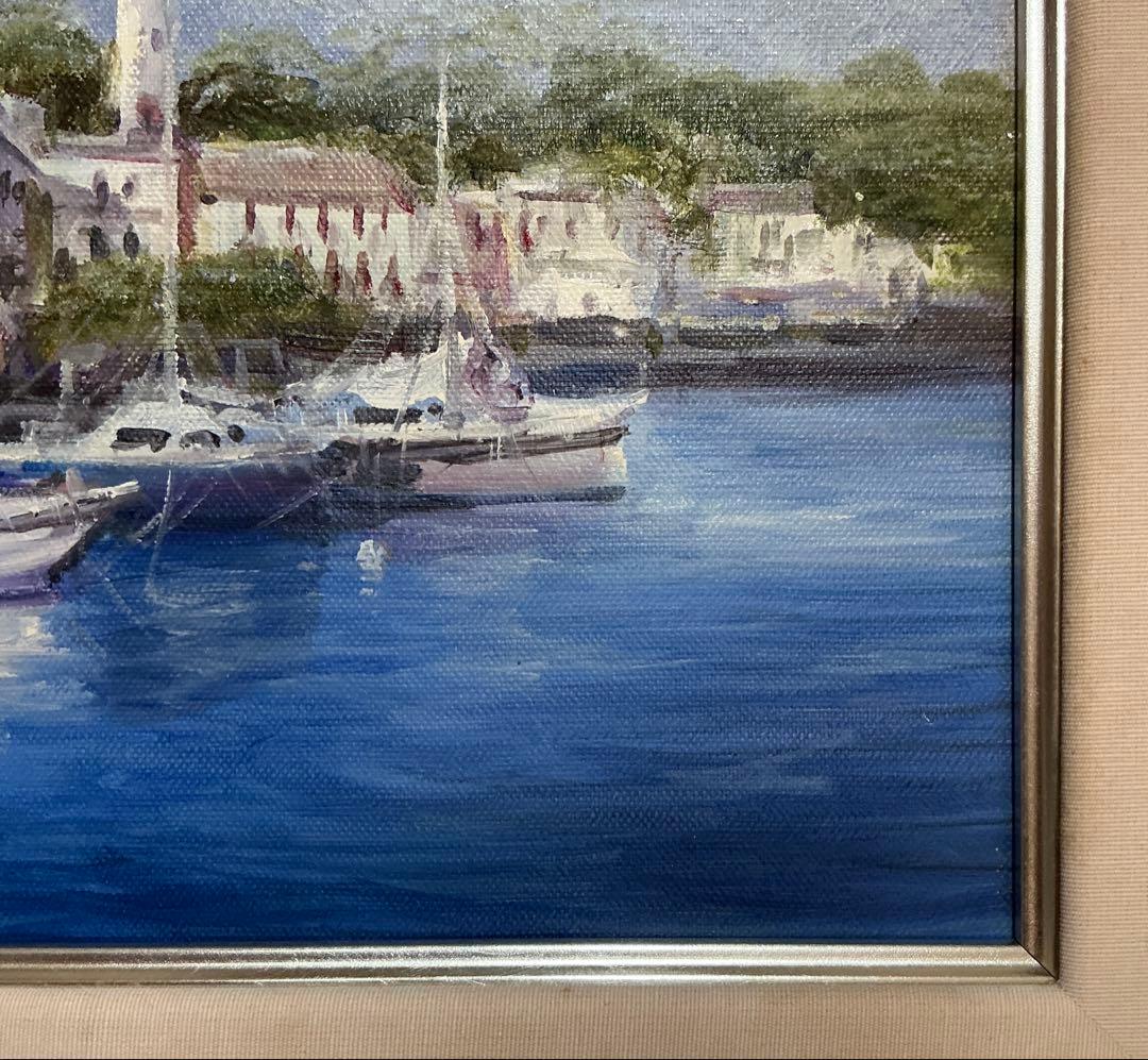 絵画・額縁・油絵・前田光一・ナポリ港・イタリア・F6号・美術品・インテリア・雑貨