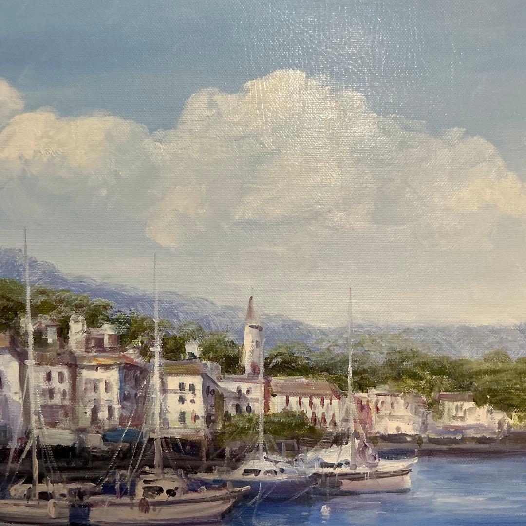 絵画・額縁・油絵・前田光一・ナポリ港・イタリア・F6号・美術品・インテリア・雑貨