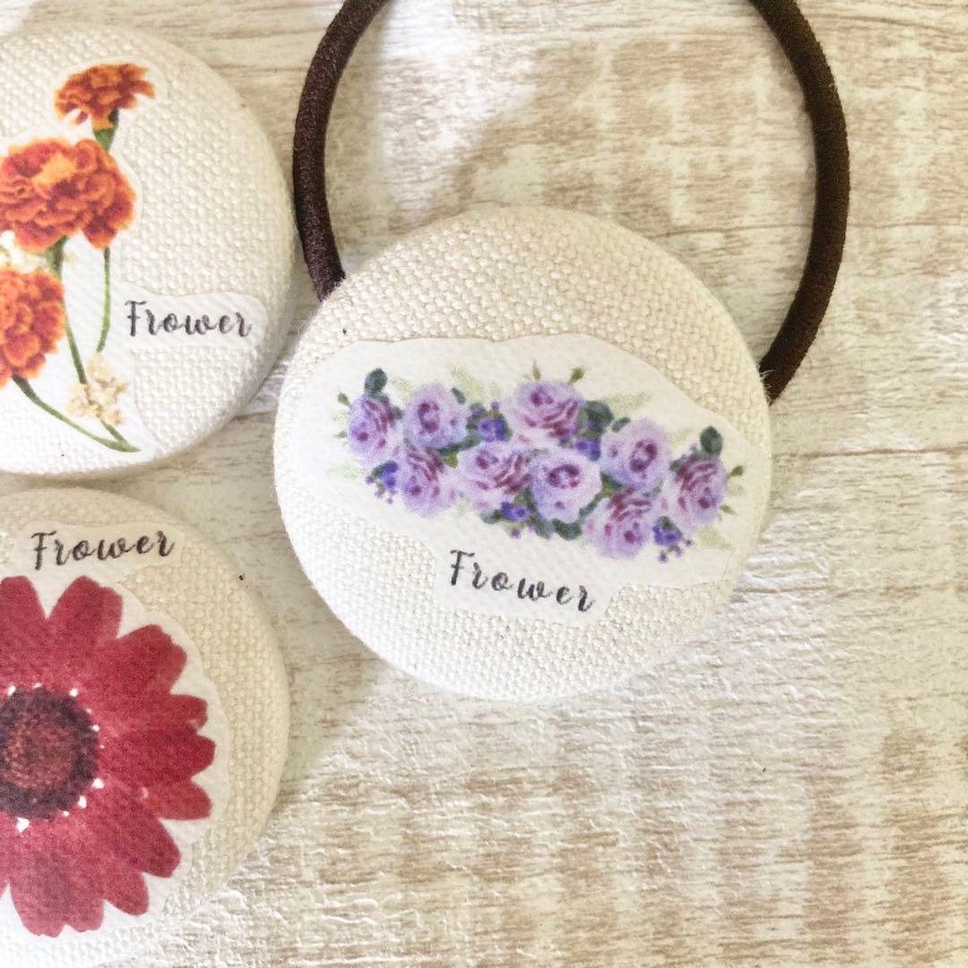 選べる　花のくるみボタンヘアゴム 5種