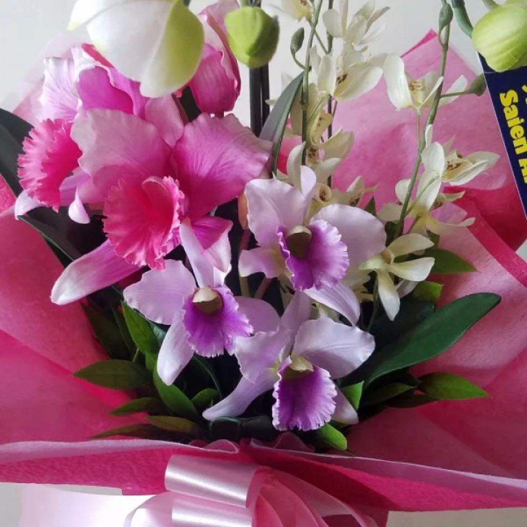 胡蝶蘭・カトレアアレンジB14 （造花）【高60×幅30）光触媒コーティング