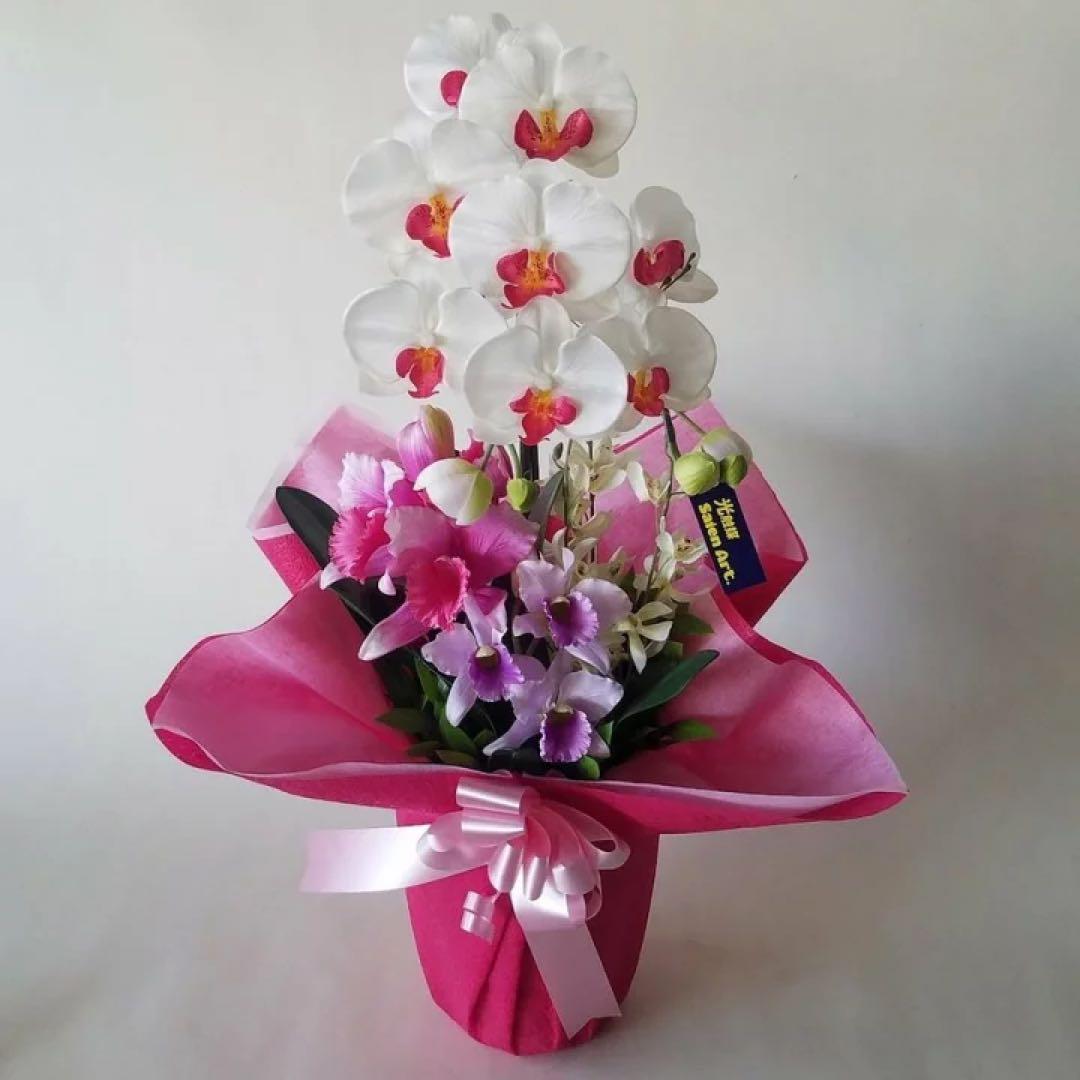 胡蝶蘭・カトレアアレンジB14 （造花）【高60×幅30）光触媒コーティング