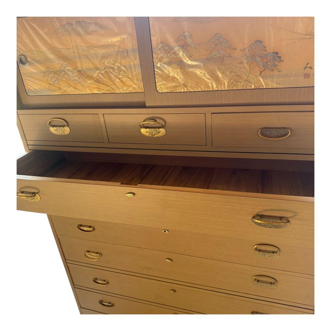 桐箪笥 7段＋上段引き戸収納 和箪笥 着物チェスト 外装：合板 / 内部：桐材